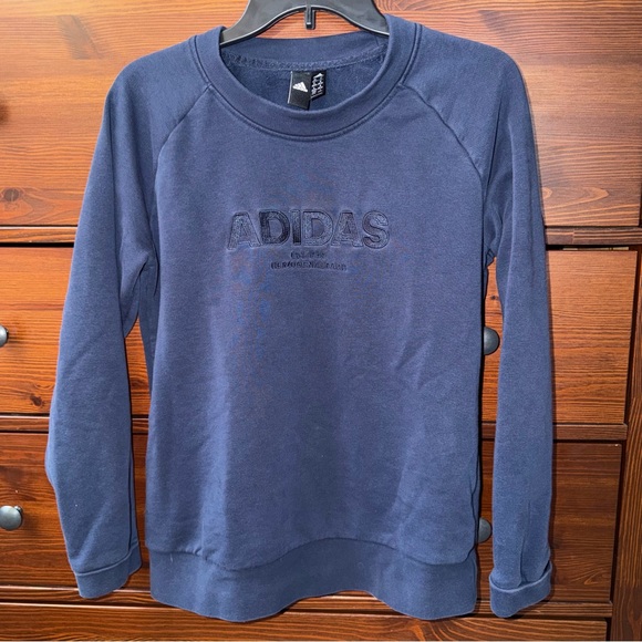 adidas Sweaters - Adidas Navy Blue Embroidered Logo Crewneck Sweatshirt Size Medium